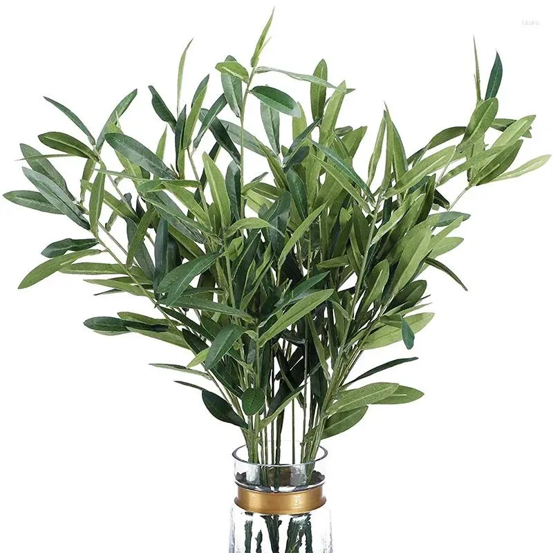 Dekorativa blommor 3packar Artificial Olive Tree Leaves Bouquet Wedding Flower Arrangement Green