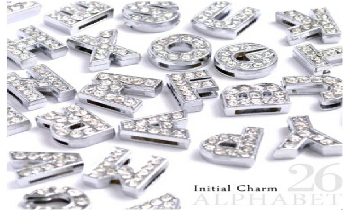 Instock Clearance 260PcsLot DIY Slide Letters With Rhinestone Charms For 10mm Pet Dog Collars 1637129