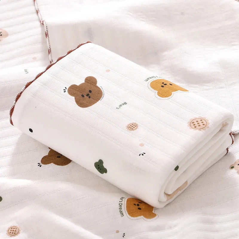 Muslin Cotton Baby Swaddle Warp Autumn Winter Tecknad filt Spädbarn Barn Sovning täcken täcker sängkläder 240127