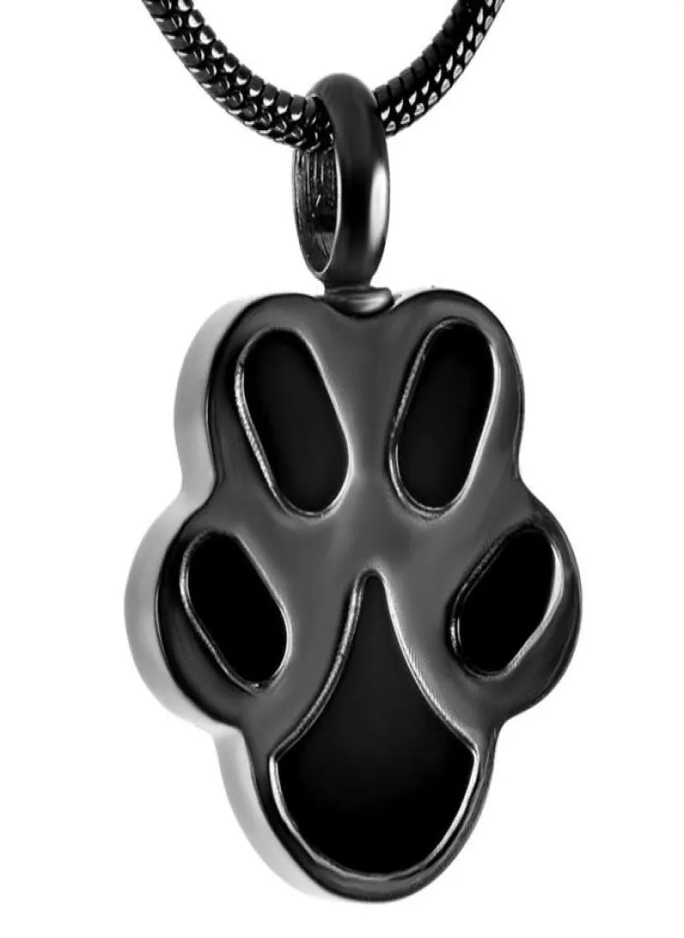 IJD9292 MY Pet Cat Dog Black Paw Print Crémation Bijoux pour Cendres Portable Urne Collier Souvenir Memorial Pendentif pour Femmes Hommes228271277