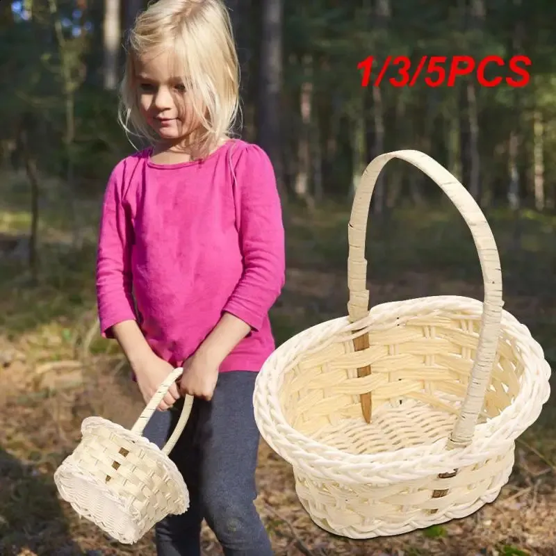 10PC Handmade Willow Flower Basket Portable Handle Party Picnic Decorative Basket Childrens Gift Easter Willow Latan 240218