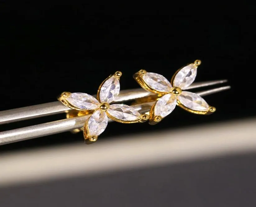 srebrna biżuteria kolczyki damskie Kolczyki kwiatowe złote obręcze kolczyki modne kolczyki diamentowe biżuteria7385568