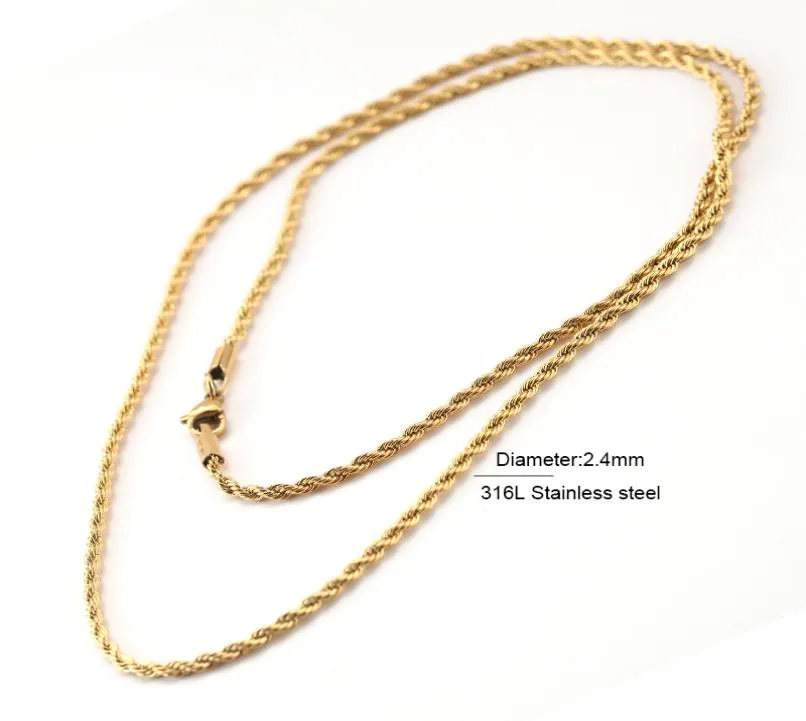 Золотое ожерелье, цепочка в стиле хип-хоп для мужчин и женщин, пара 24 мм, ожерелья, длинная цепочка из нержавеющей стали, водонепроницаемое мужское звено, ожерелье5584205