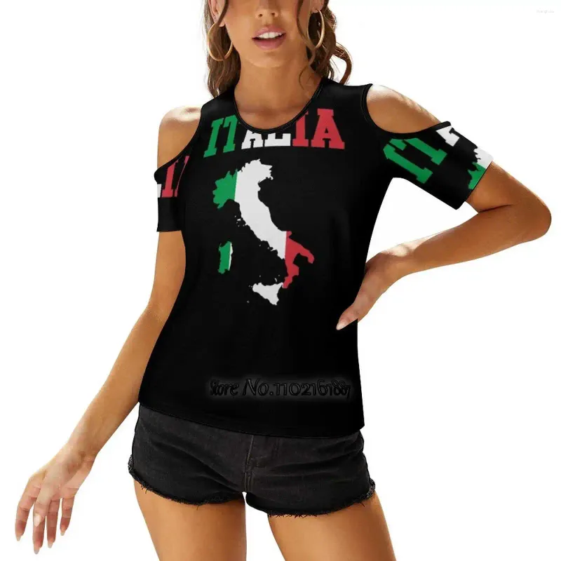 Magliette da donna Vintage Italia Flag Italia Italiano Italiano Regali Maglietta sexy Magliette casual Allacciatura su una spalla Magliette coreane