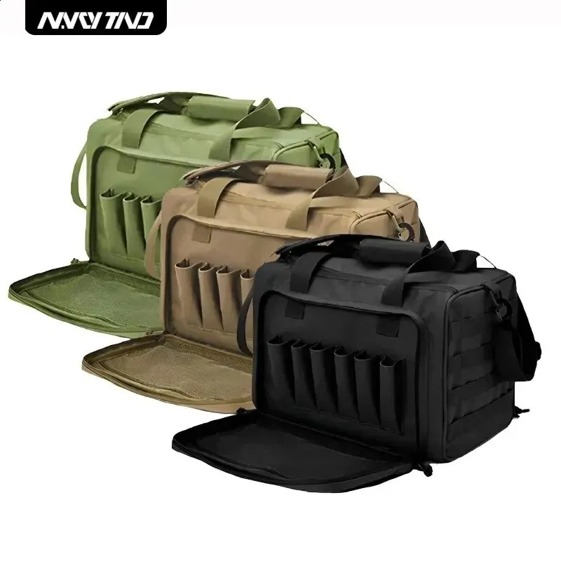 Gun Range Storage Bag Molle System Outdoor Hunting Accessory Nylon Tactical Case Bags Pistol Tool Shoulder Pack Sniper Black 240127