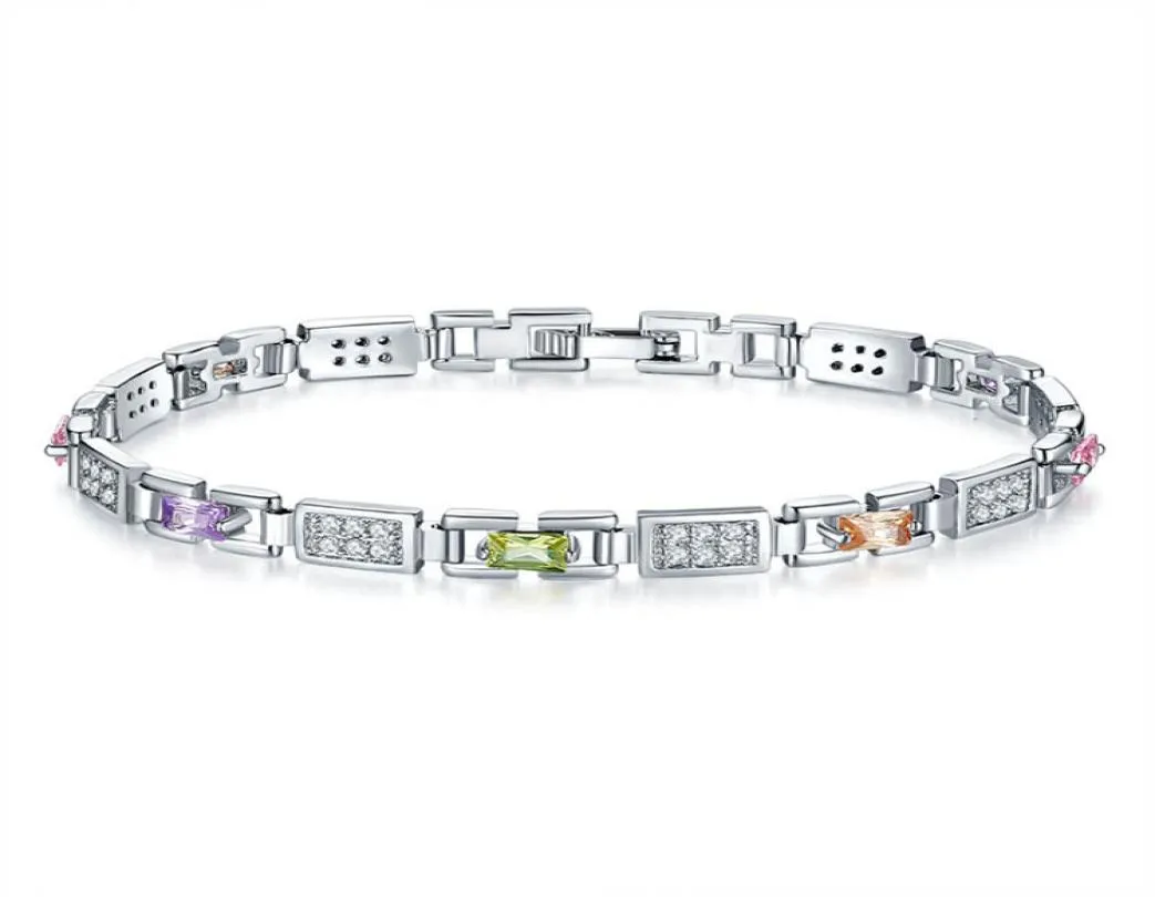 Bracelets femmes diamant cristal Tennis Bracelet brillant bijoux de luxe avec boîte-cadeau argent fille Zircon Bracelet anniversaire pour Frie6509705