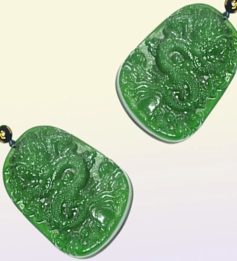 Natürliche grüne handgeschnitzte Drachen-Jade-Anhänger-Halskette, Schmuck, Geschenk, Edelstein, Whole3507880