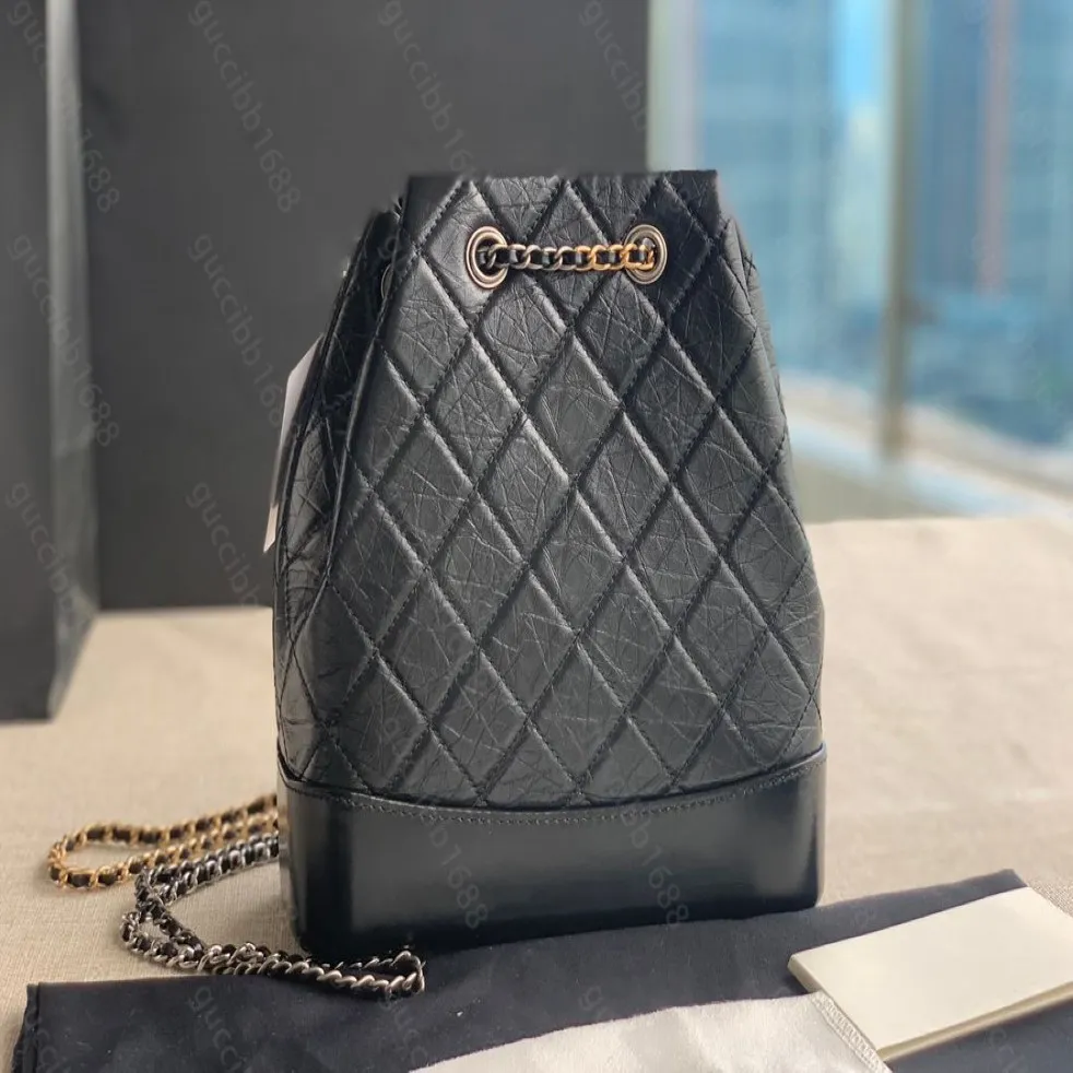 Top Tier 10A Specchio di qualità di lusso Designer Piccola borsa zaino hobo Borsa da donna in vera pelle Borsa in vacchetta rugosa trapuntata nera 193k