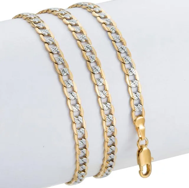Золотые цепочки, ожерелья для мужчин и женщин, кубинская цепочка, мужское ожерелье, модное мужское ожерелье039s, ювелирные изделия, целые подарки, 4 мм, GN645779422
