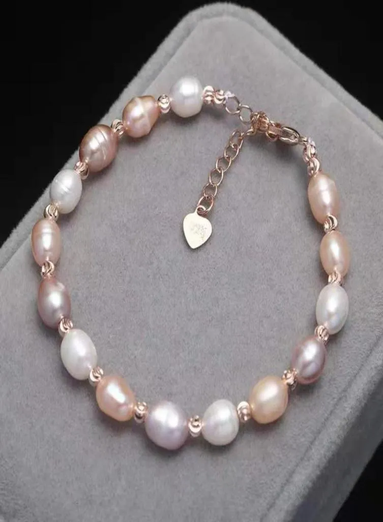 Bransoletka ręczna Bransoletka świeżej wody perłowej bransoletki w kształcie perłowej bransoletki żeńska Regulowana prezent dla Matki Bogini165955