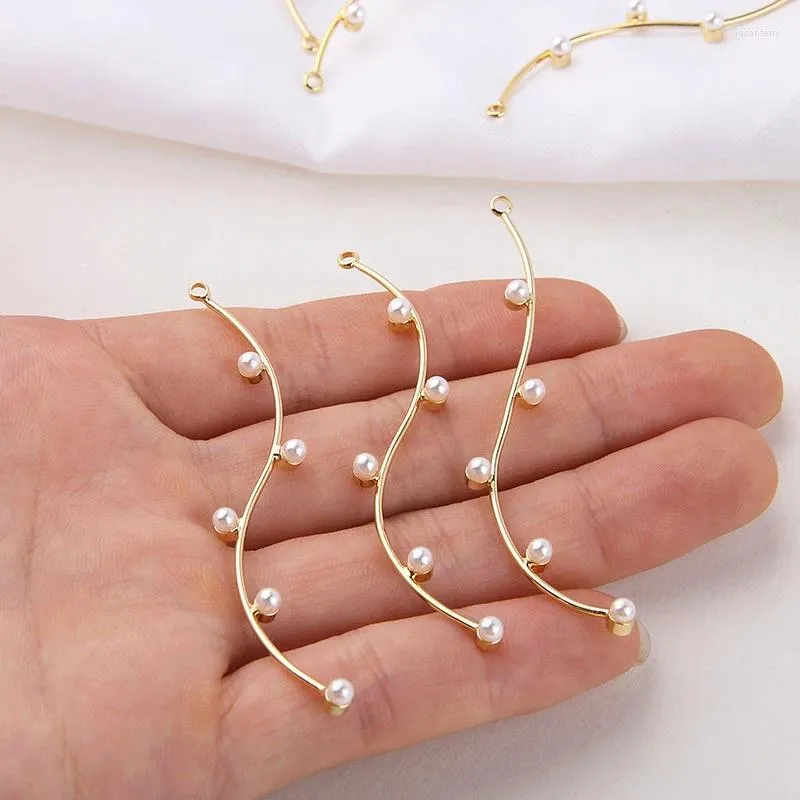 Dangle Earrings 4pcs Copper Plated Curved Ladies Vintage Jewelry Imitation Pearl Lines Single And Double Hanging Diy Material