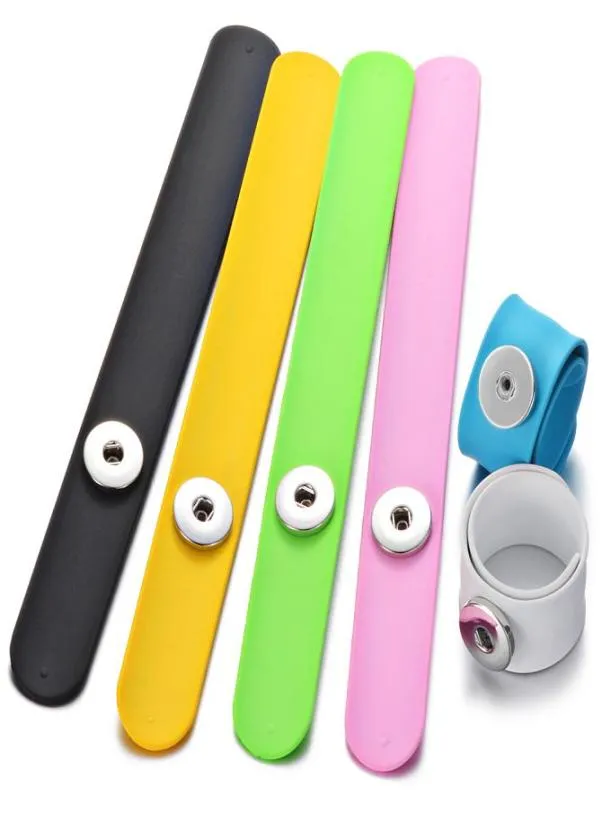 10pcslot Colorful Silicone Slap Bracelets fit 18mm DIY Snaps Button Jewelry Snap Charms Bracelet for AdultChildren NN7229480324