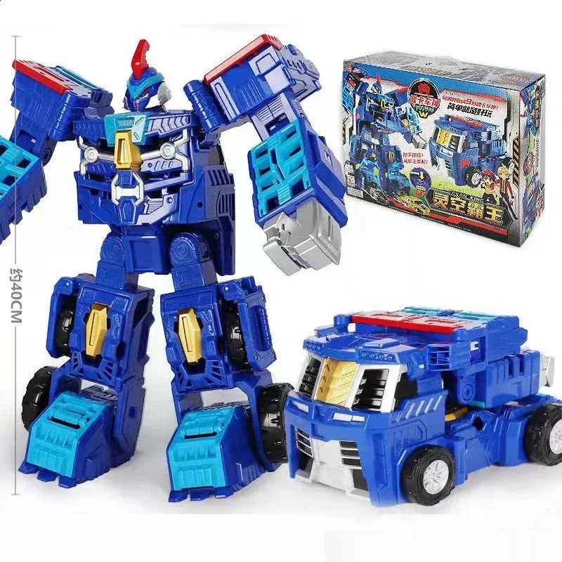 Draaien Mecard Mega Evan King Transformatie Truck Robot Cartoon Anime Auto Model Speelgoed Battle Arena Voertuig Voor Kinderen Gift 240130