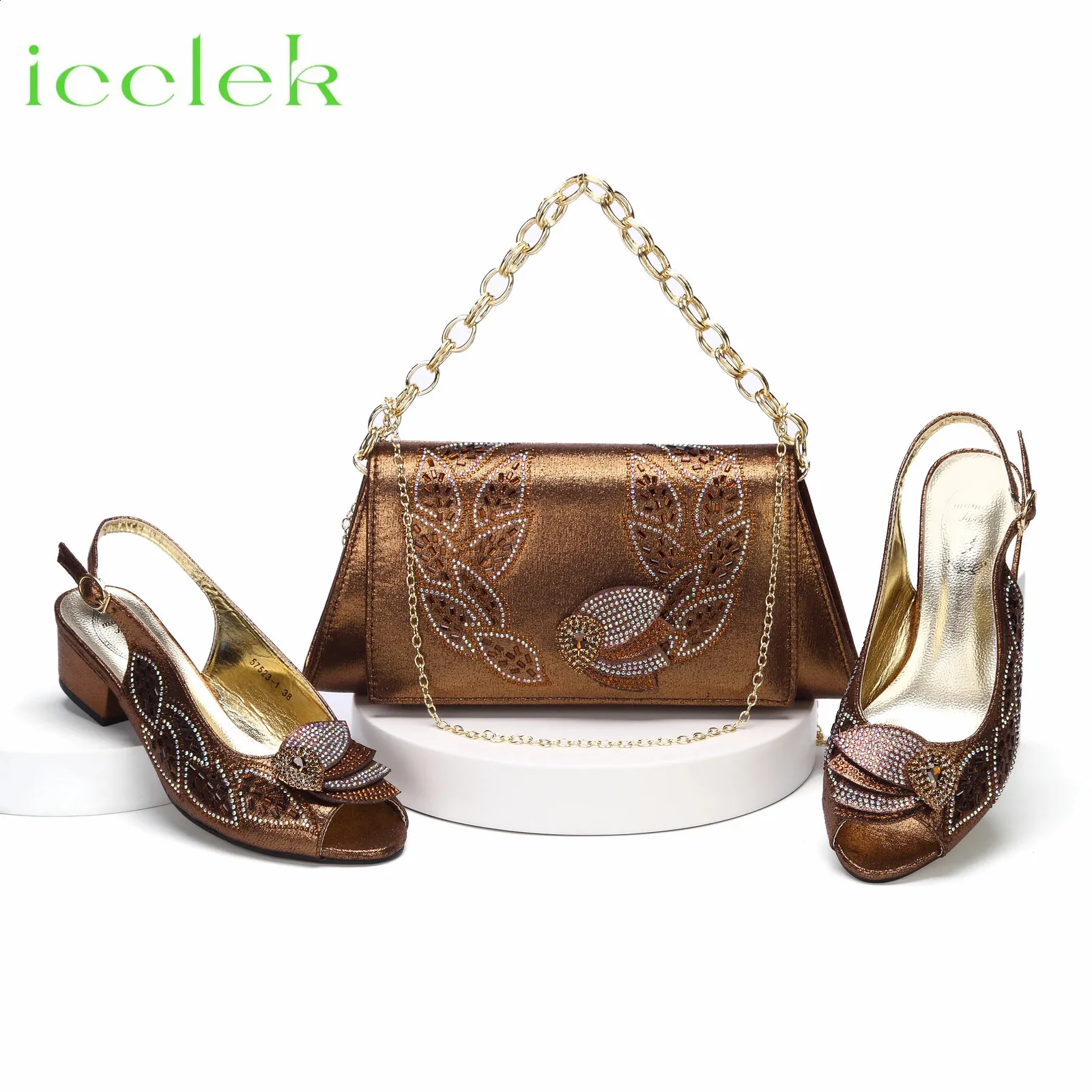 Slingback Ontwerp Koffie Kleur Verkopen Laides Schoenen Bijpassende Tas Set Voor Nigeriaanse Vrouwen Bruiloft Pomp 240130