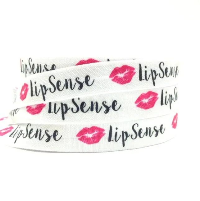 5 8 Lip Sense Print Fold Over Elastic Whole Lips Printed FOE Elastic Tape Ribbon Webbing for Girls Pony Tail Holder Hair Tie Brace7502726