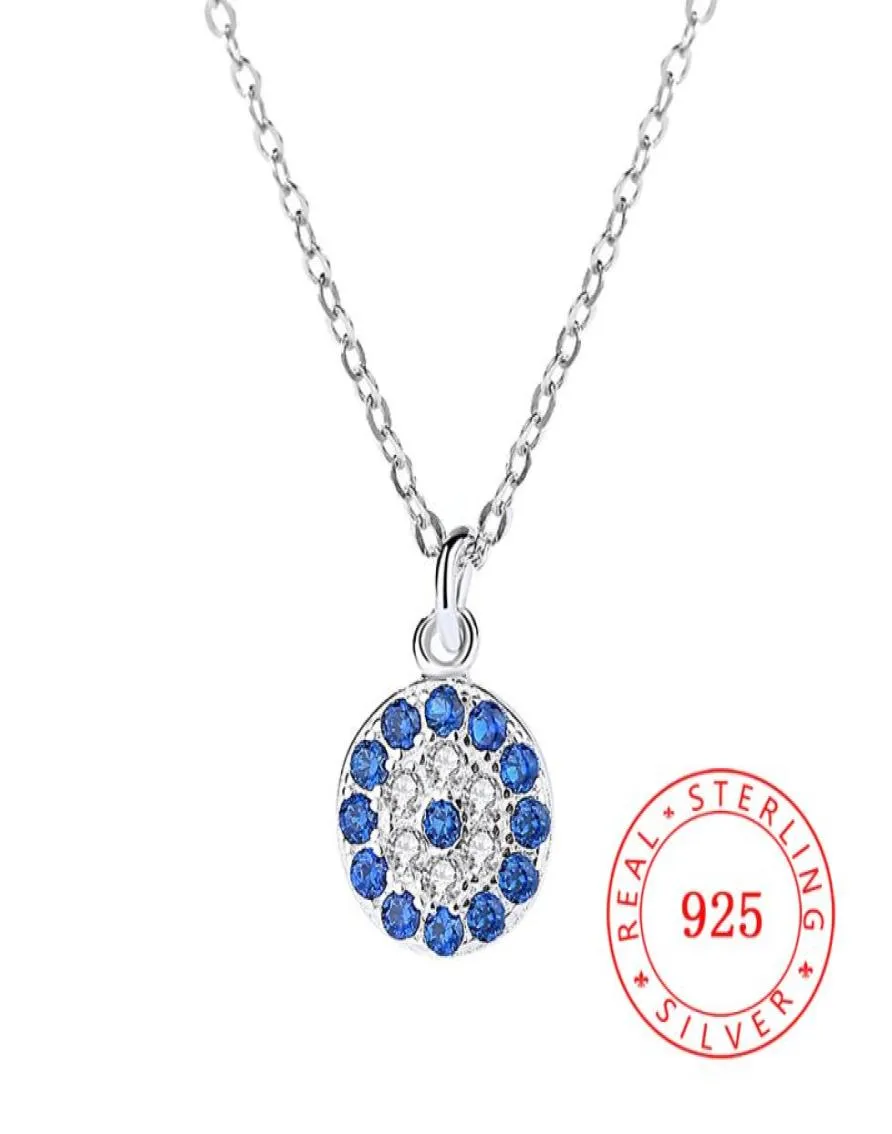 925 Sterling Zilver duivel boze blauwe oog Hanger ketting CZ Steen Womens Zirconia ronde vorm Turkse Sieraden68236722845037