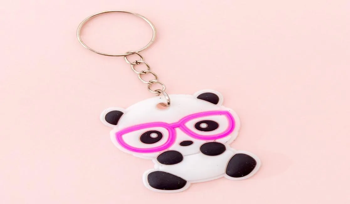 Koreaanse Creatieve Cartoon Silicon Sleutelhanger Kawaii Meisjes Kinderen Schooltas Decoratie Sleutelhanger Bril Panda Keychain5701745