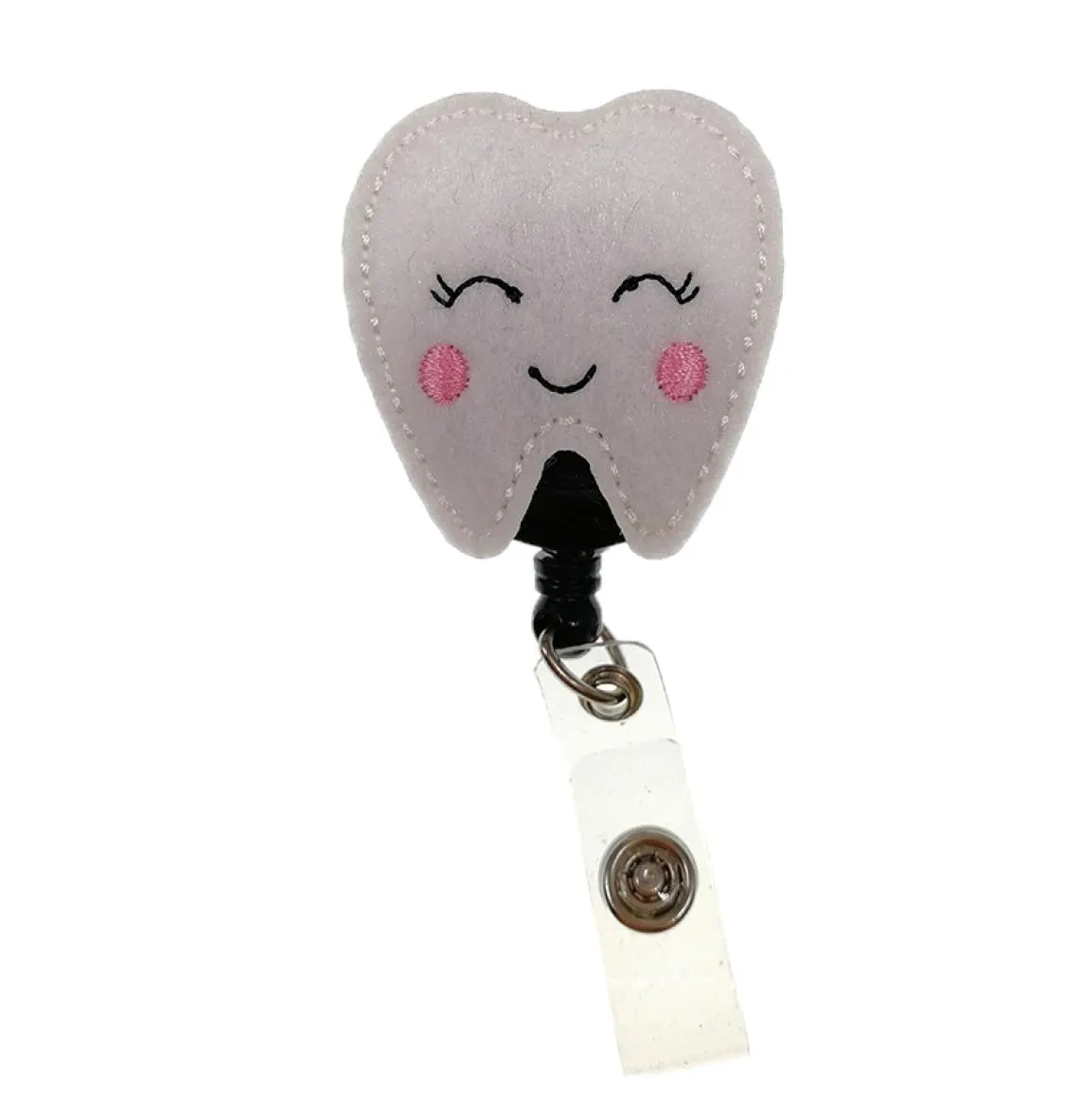 20pcsTooth shape dental health retractable medical felt badge holder nurse badge reel4169263