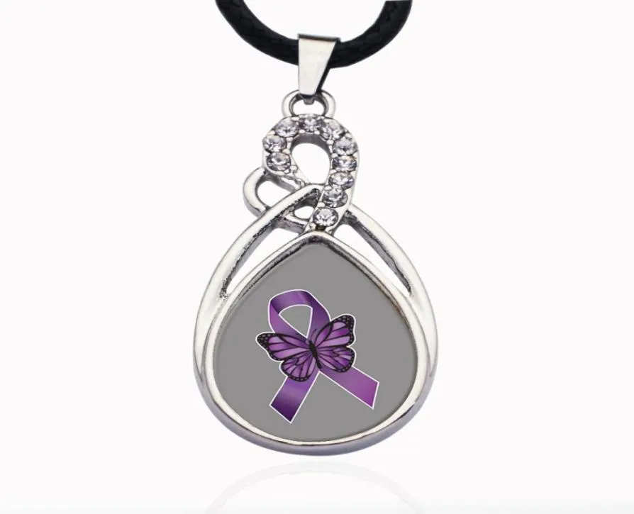 Collier à breloques en forme de cercle de sensibilisation à la fibromyalgie, bijoux à la mode, perles populaires, chaîne avec pendentif en Grain de cristal, 3157809