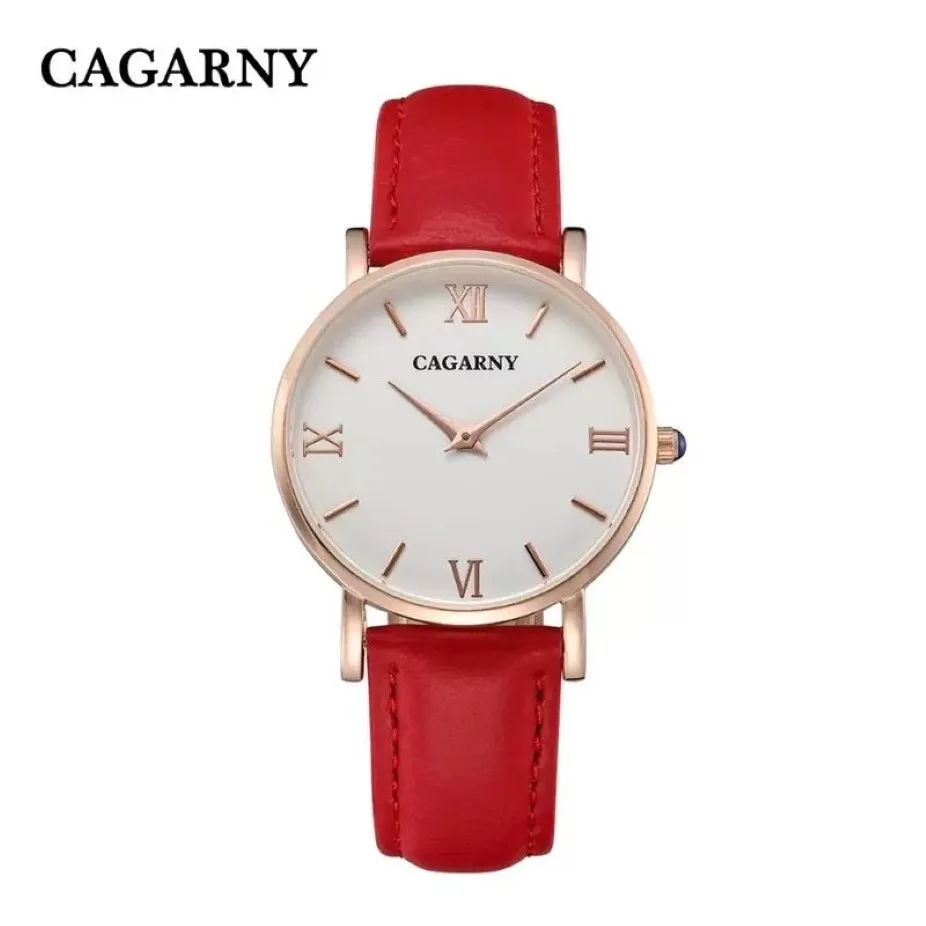 CAGARNY femmes créateur de mode montres décontractées dames montre bracelet en cuir or relojes de marca mujer285T