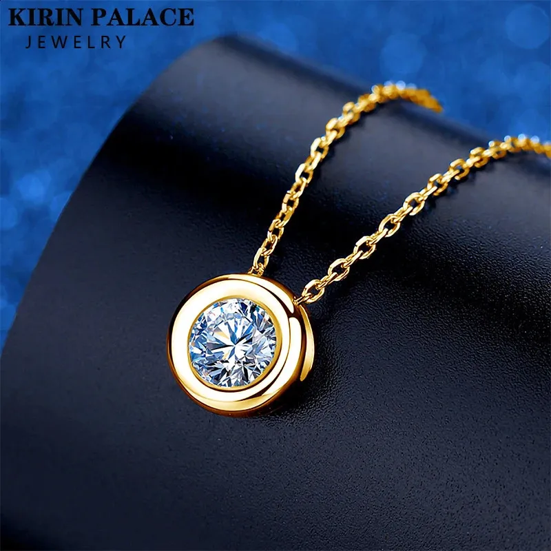 AU750 Real 18K Gold Diamond Necklace Fine Jewelry For Woman Wedding Proposal Gift Present 240119