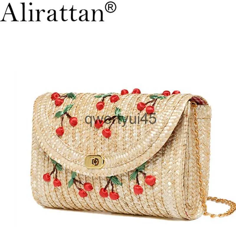 Axelväskor aliraan märke sommar cerry bananas halm messenger vävd dag clu flap väska beac paket crossbody cain l160h24218