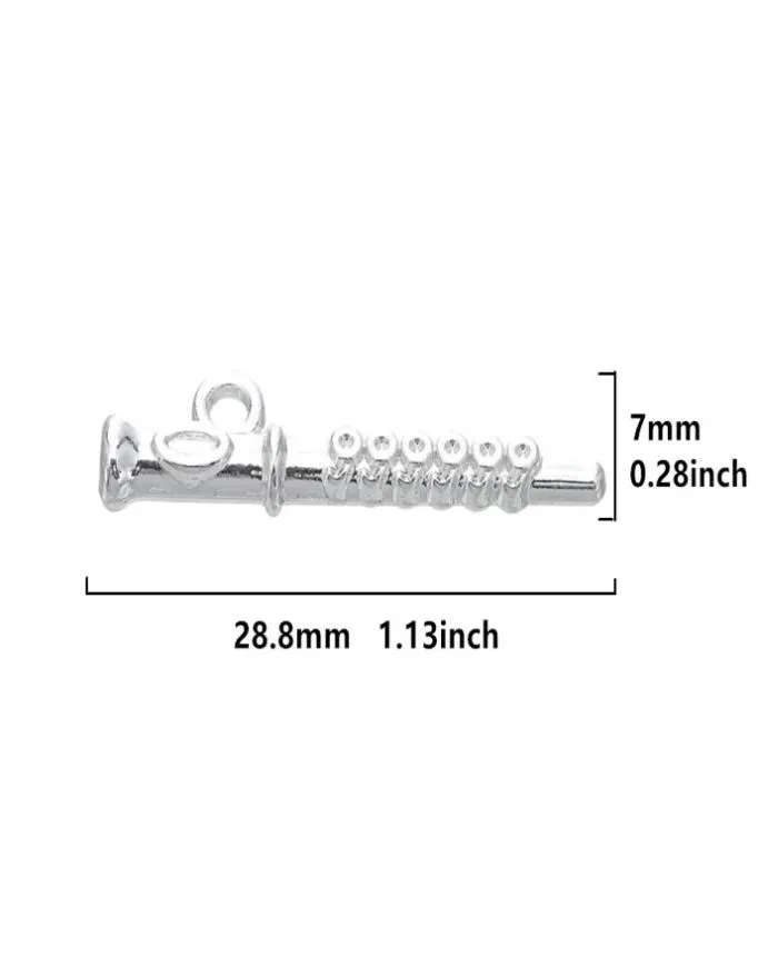 Flute Musical Instrument 3D -DIY Charms Zink Alloy Rhodium Geplaatste muziek Pendant Sieraden Making9977468