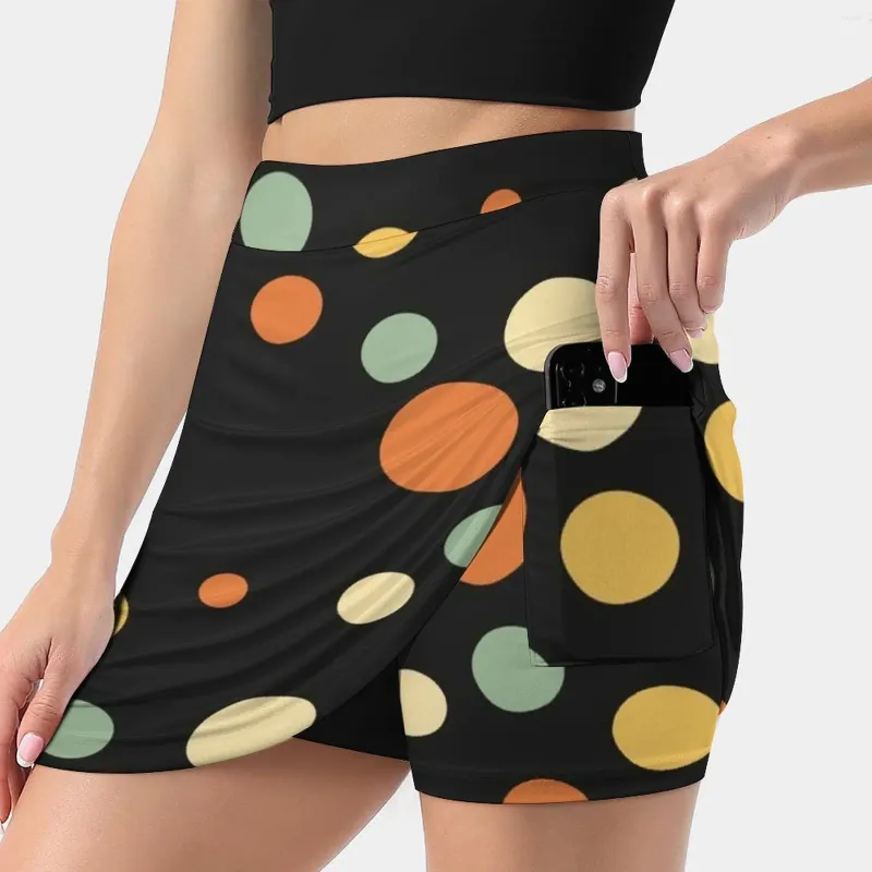 Юбки Черные женские юбки с рисунком в горошек Эстетичная мода Короткие винтажные ретро круги с пузырьками