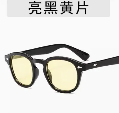 Sunglasses LM Fashion Johnny Depp Style Round Sunglasses Clear Tinted Lens Women Sun Glasses Men TONY Blue Eyewear Ocean Lens UV400 230518