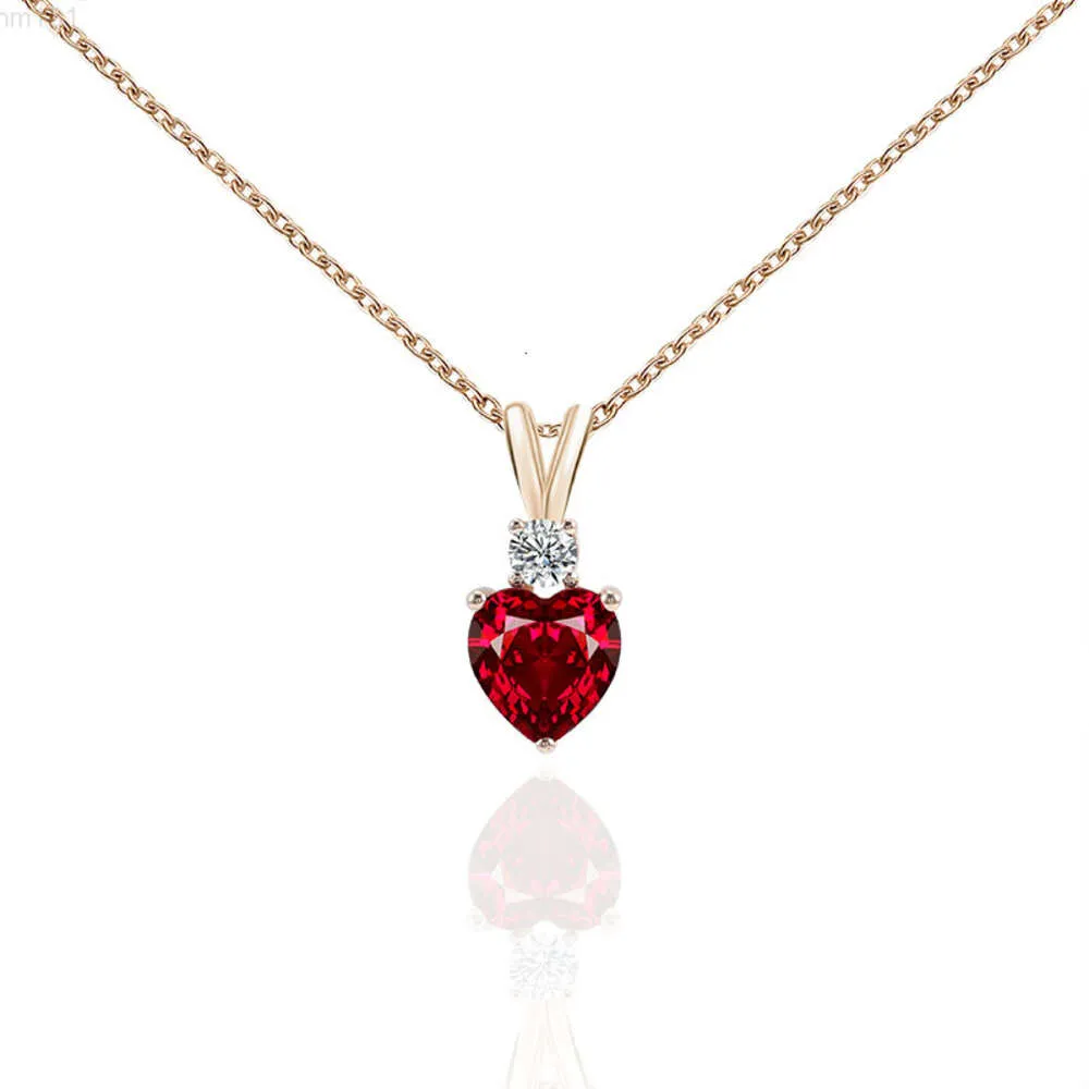 Collier coeur Moissanite personnalisé rouge Mossanite bijoux Vvs 10k or jaune bijoux de mode pendentifs breloques