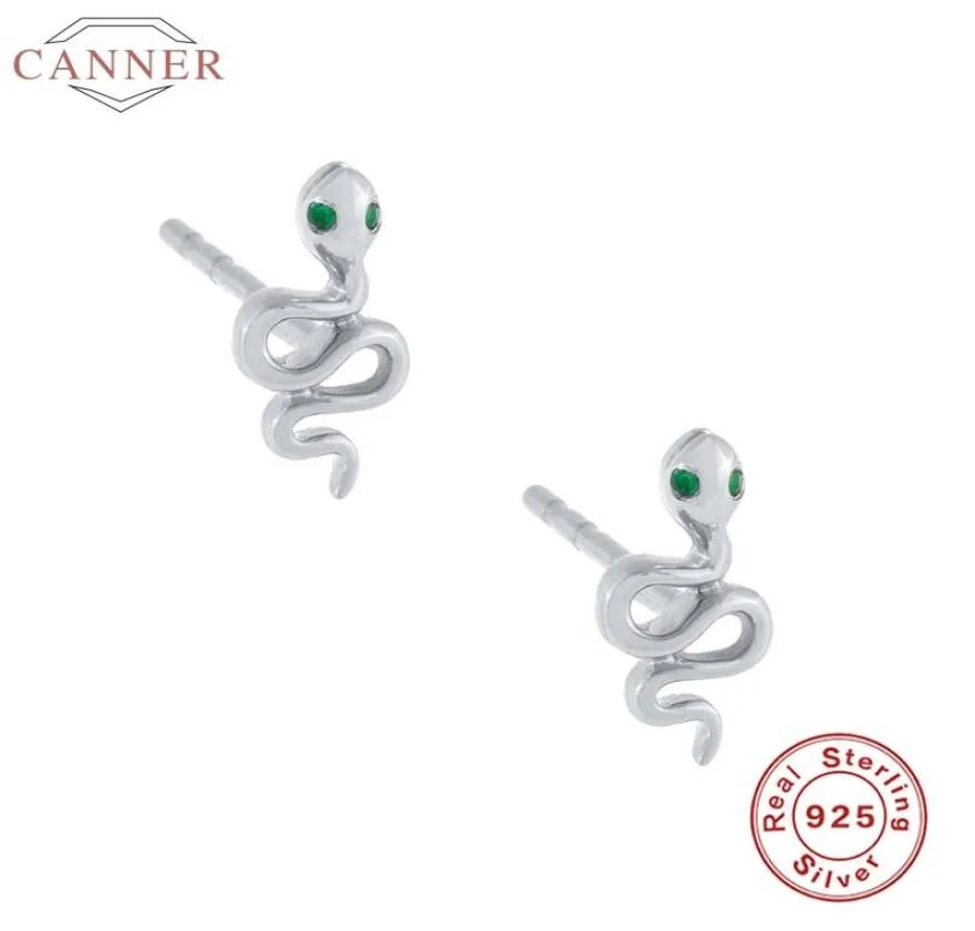 Sterling Silver Stud örhängen för kvinnor Green Zircon Earring Luxury Serpent Earings Ear Ring Smycken Pendientes Hoop Huggie3635382