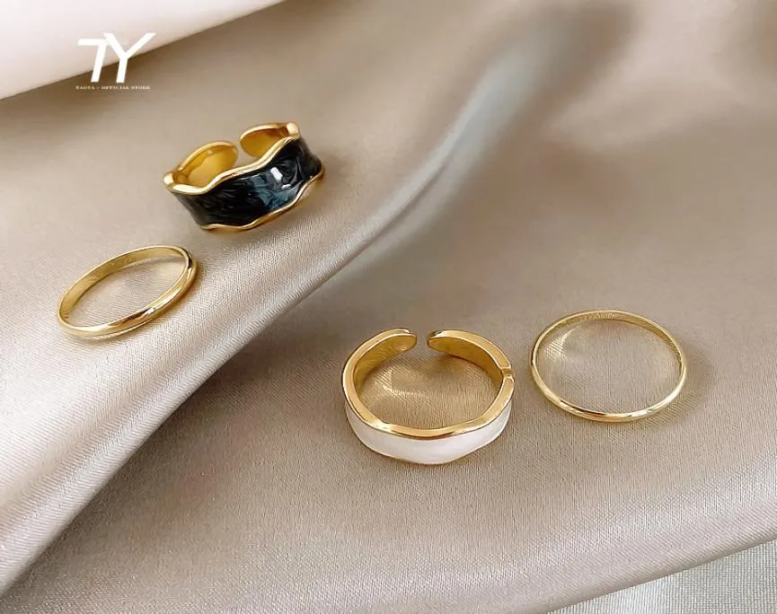 2021 Fashion Drop Glaze Craft Nieregularny dwuczęściowy otwarty pierścionek dla kobiety luksusowe dziewczyny niezwykłe pierścienie seksowne koreańskie biżuterię9711663