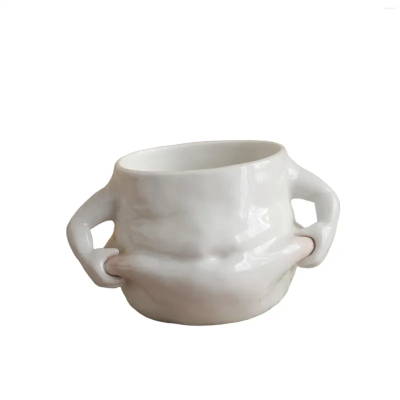 Muggar Creative Ceramic Coffee Mug Cup med handtag Husuppvärmning Gift Vit Novelty Pinch Belly For Kitchen Home Office