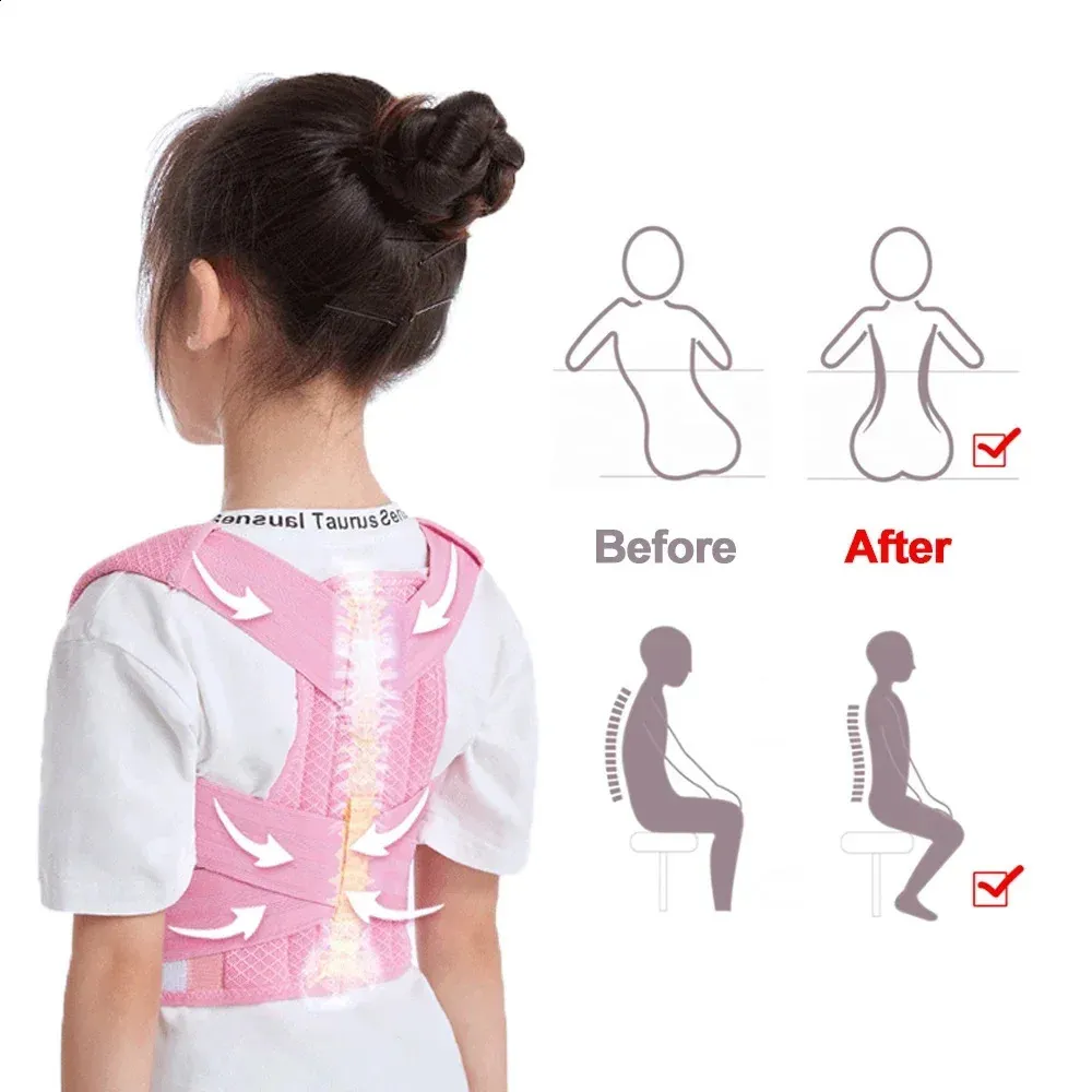 Justerbar barn Posture Corrector Kids Back Support Belt Orthopedic Corset Spine Back Lumbal Sush Bernay Health 240123