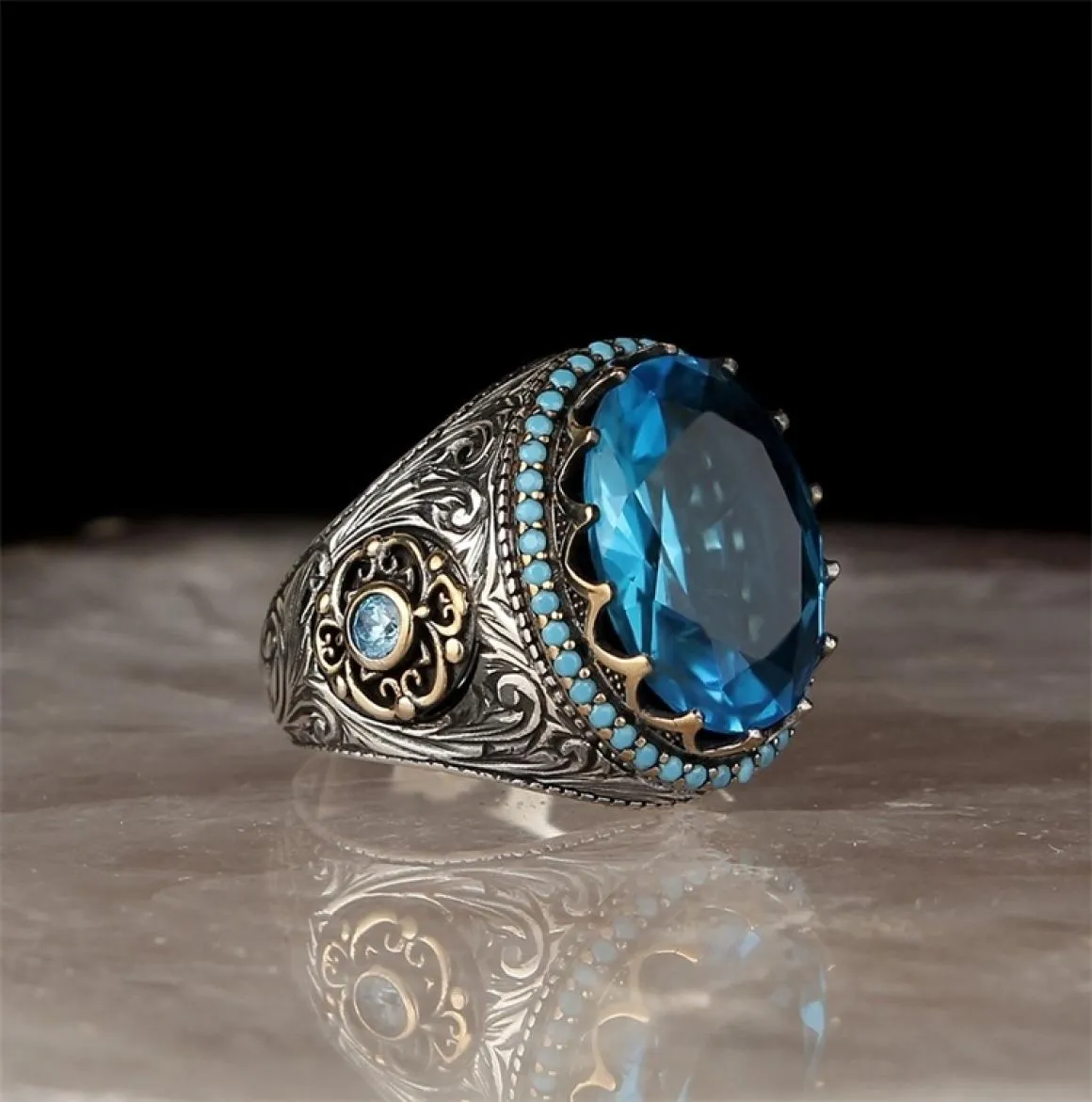 Ringen s 925 sterling zilveren ring blauwe topaas edelsteen mannelijk voor dames heren sieraden 1psc2062520