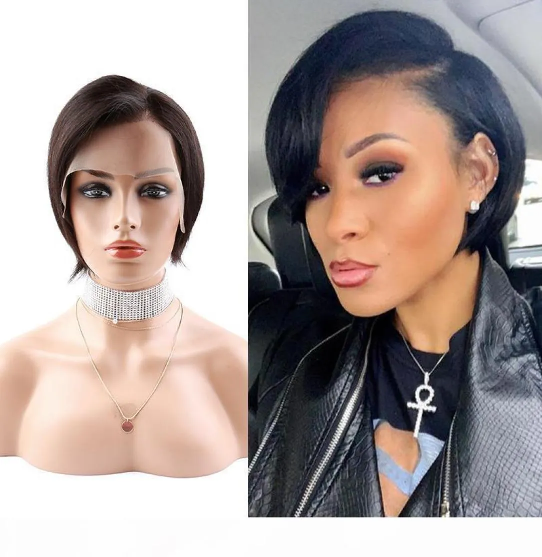 6inch 8inch 180 Short Bob Silky Straight Hair Lace Wigs Natural Black Human Hair Wigs Full Lace Wig Front Lace Wig 2020 4862850