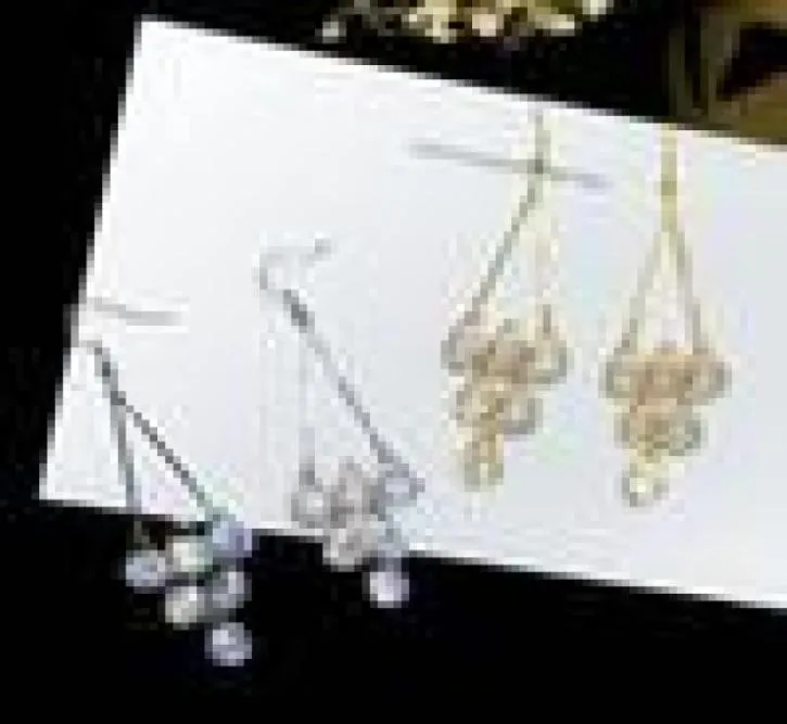 Tassel Super Flash Wedding Fashion Jewelry Geometric Diamonds Anti-allergiska snöflingans örhängen för kvinnors kristaller från Rovski4712325