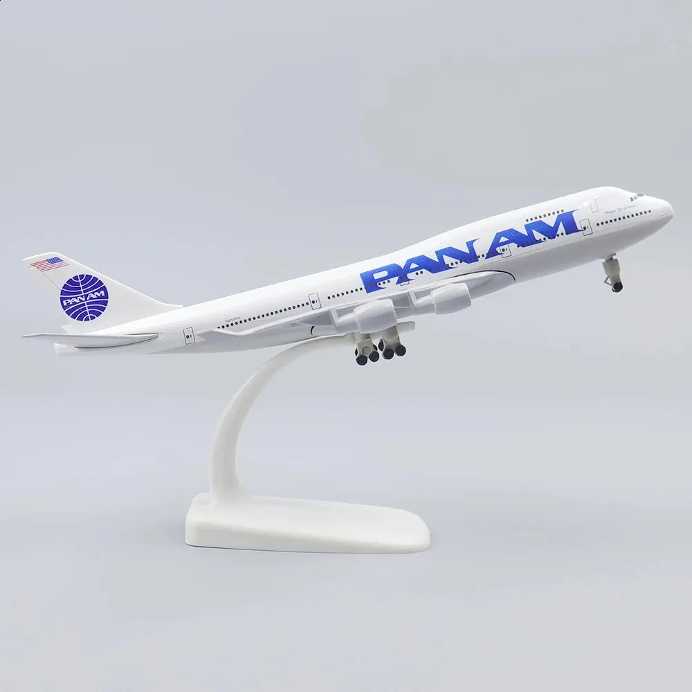 Modèle d'avion en métal 20cm 1 400 Pan American B747, réplique en métal, matériau en alliage avec train d'atterrissage, ornements, jouets pour enfants, cadeaux 240201
