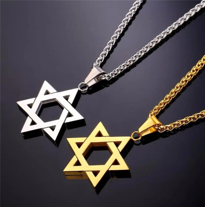 Collare Magen étoile de David pendentif israël chaîne collier femmes acier inoxydable Judaica or noir couleur juif hommes bijoux P813275489884