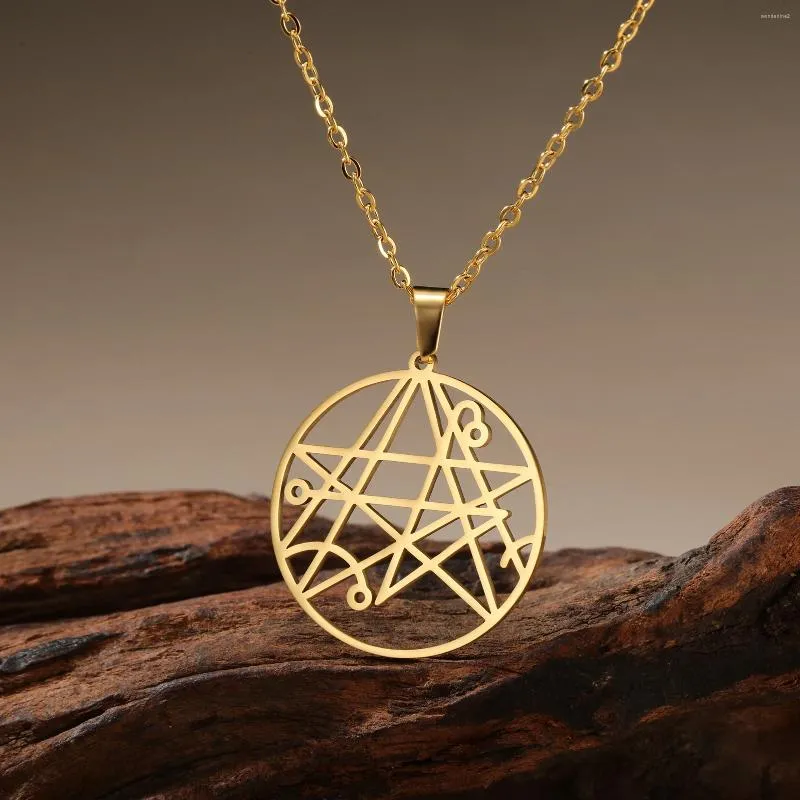 Chaînes LIKGREAT Le Necronomicon Pendentif Collier En Acier Inoxydable Démon Vintage Sigil Satanique Bijoux Cadeau