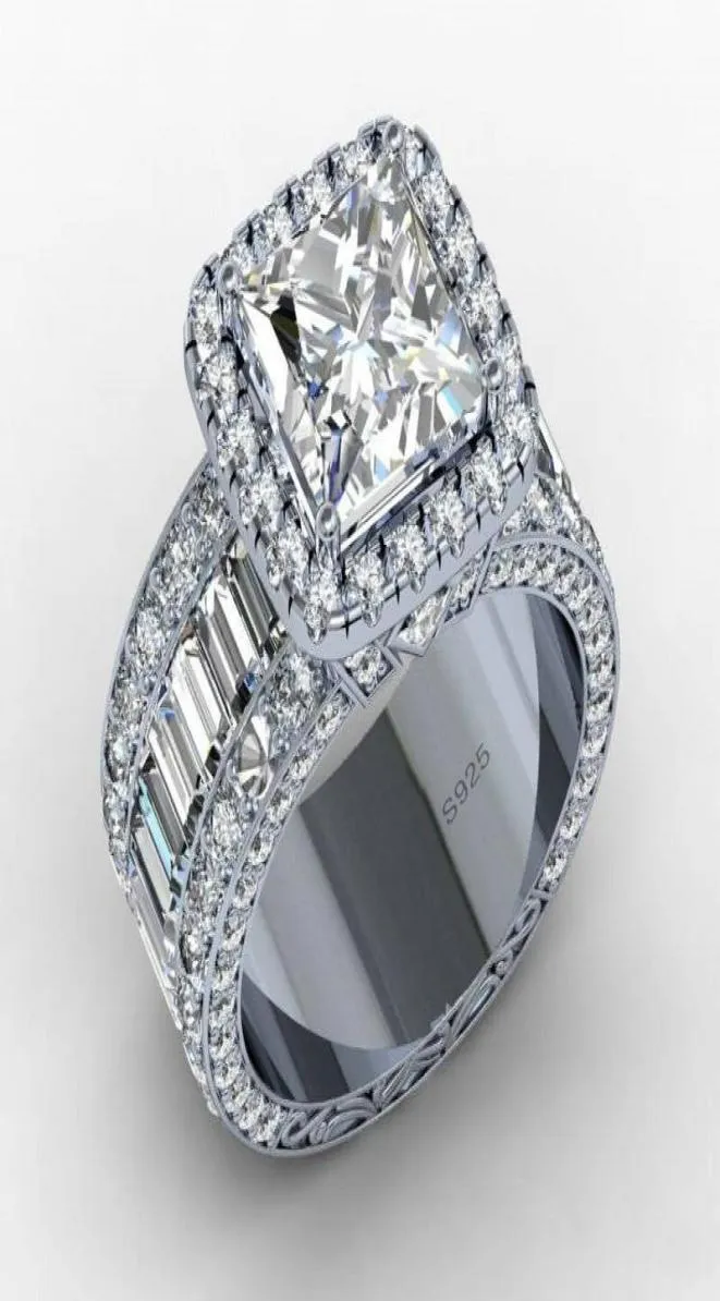 Hoge kwaliteit Vintage Lovers Court Ring 3ct Diamond 925 Sterling Silver Engagement Wedding Band Ring voor Vrouwen Mannen Vinger Sieraden G5796982