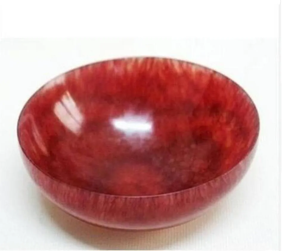 Collection Jade naturel chinois sculpté belle couleur rouge naturelle Bowl6490678