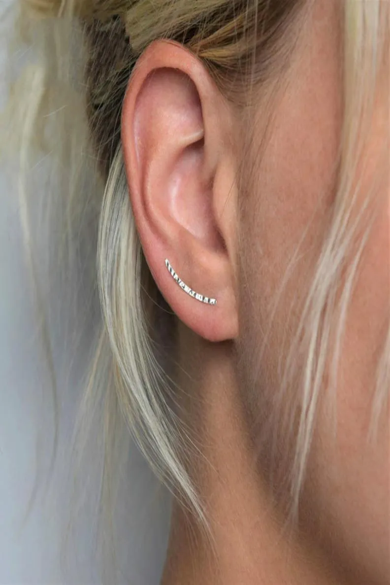 Februaryfrost Brand Designer 925 Sterling Silver Earrings Ear Crawlers Wedding Jewelry Trendy Geometric Ear Crawlers Stud Earring 5541214