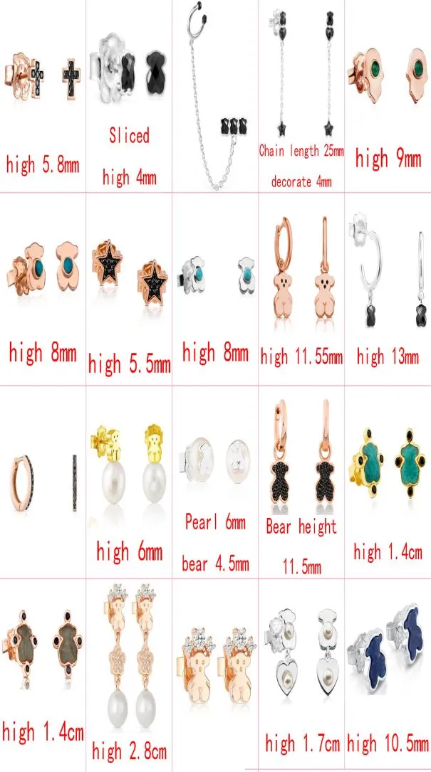 2021 new style 100 925 sterling silver bear fashion and elegant ladies pin earrings pierced jewelry manufacturer direct s6437167