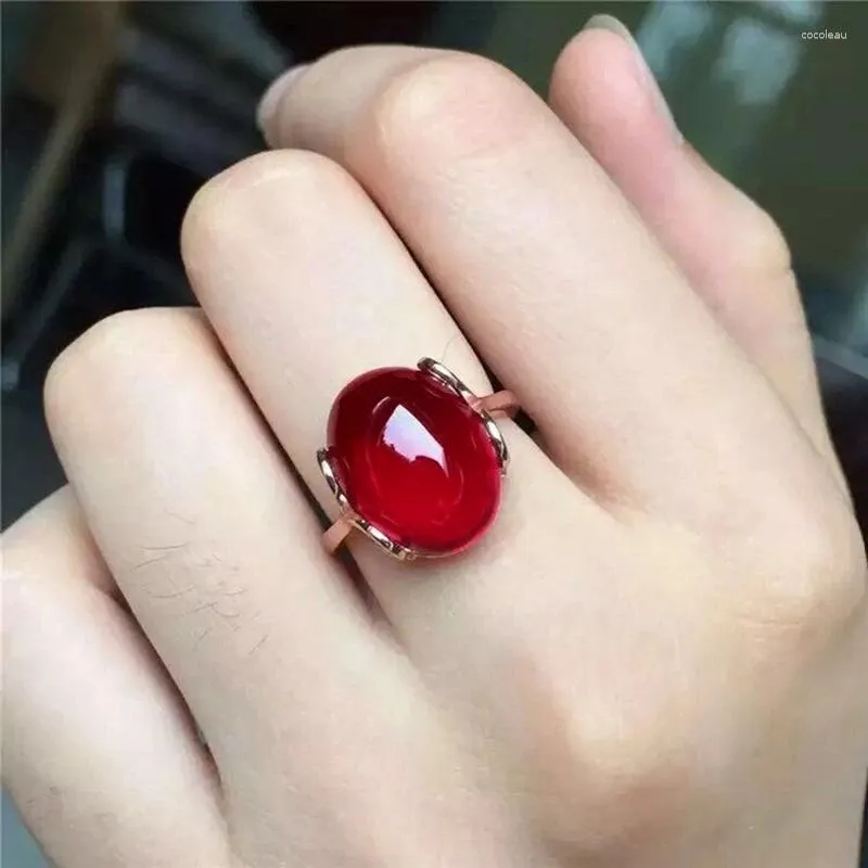 Cluster Rings Female Big Red Stone Ring Simple Design Style Luxury Atmosphere Valentine Fashion Gifts For Ladies