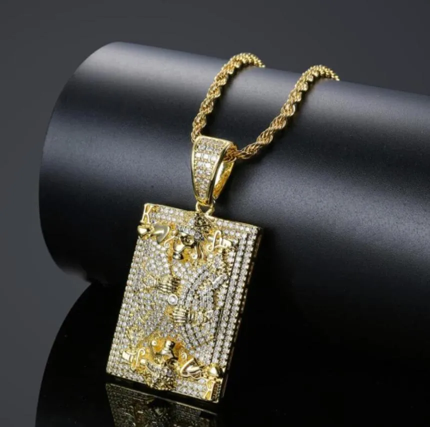 hip hop Poker K diamants pendentif colliers pour hommes femmes Religion Christianisme collier de luxe bijoux plaqué or cuivre zircons 3263417