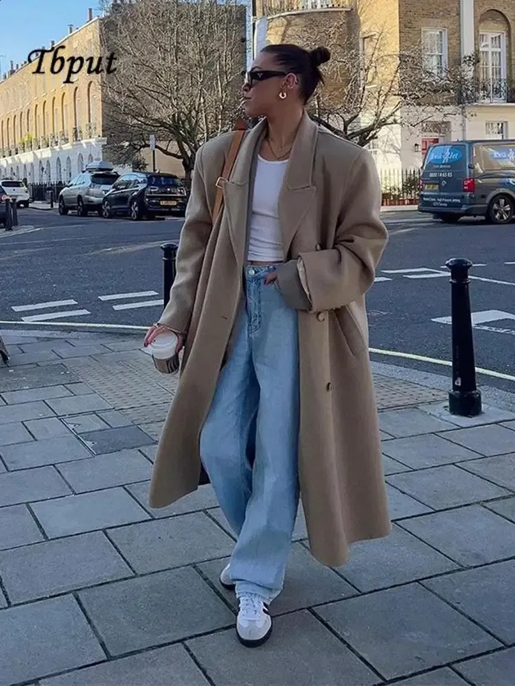 Street British Style Solid Bandage Turndown Collar Outerwear Street British Style Solid Bandage Turndown Collar Outerwear