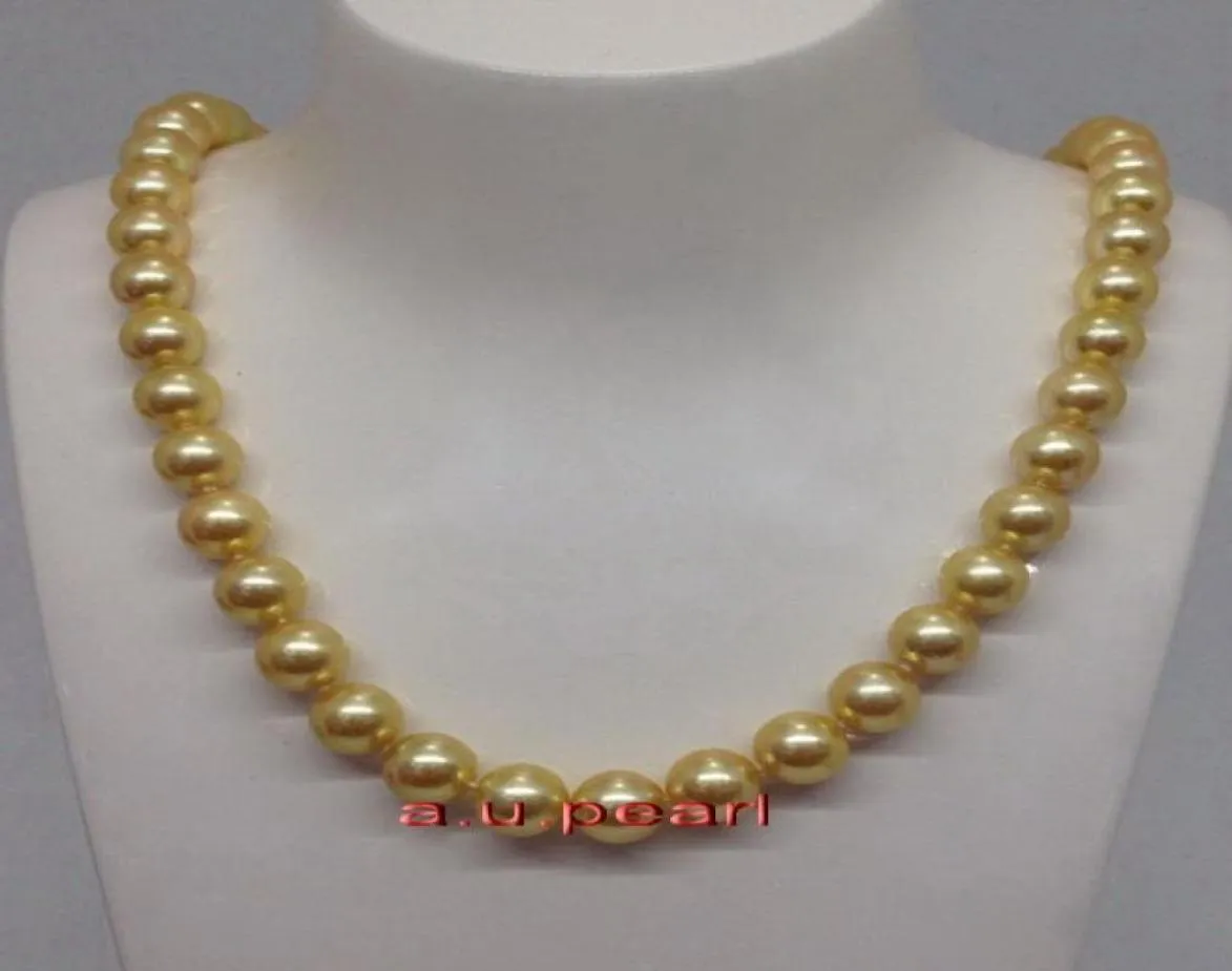 Perles fines bijoux rond long 26quot1011MM naturel véritable mer du sud collier de perles d'or 14K9732992