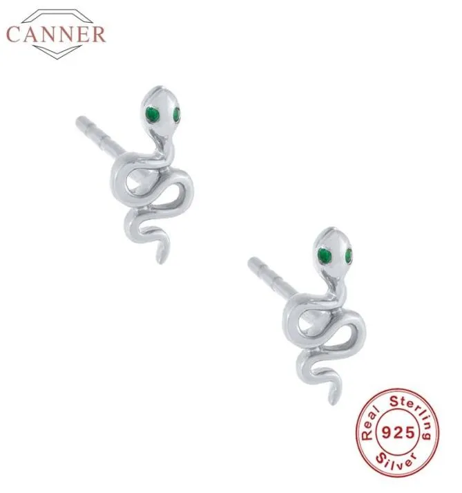 Sterling Silver Stud Earrings For Women Green Zircon Earring Luxury Serpent Earings Ear Ring Jewelry Pendientes Hoop & Huggie2432581