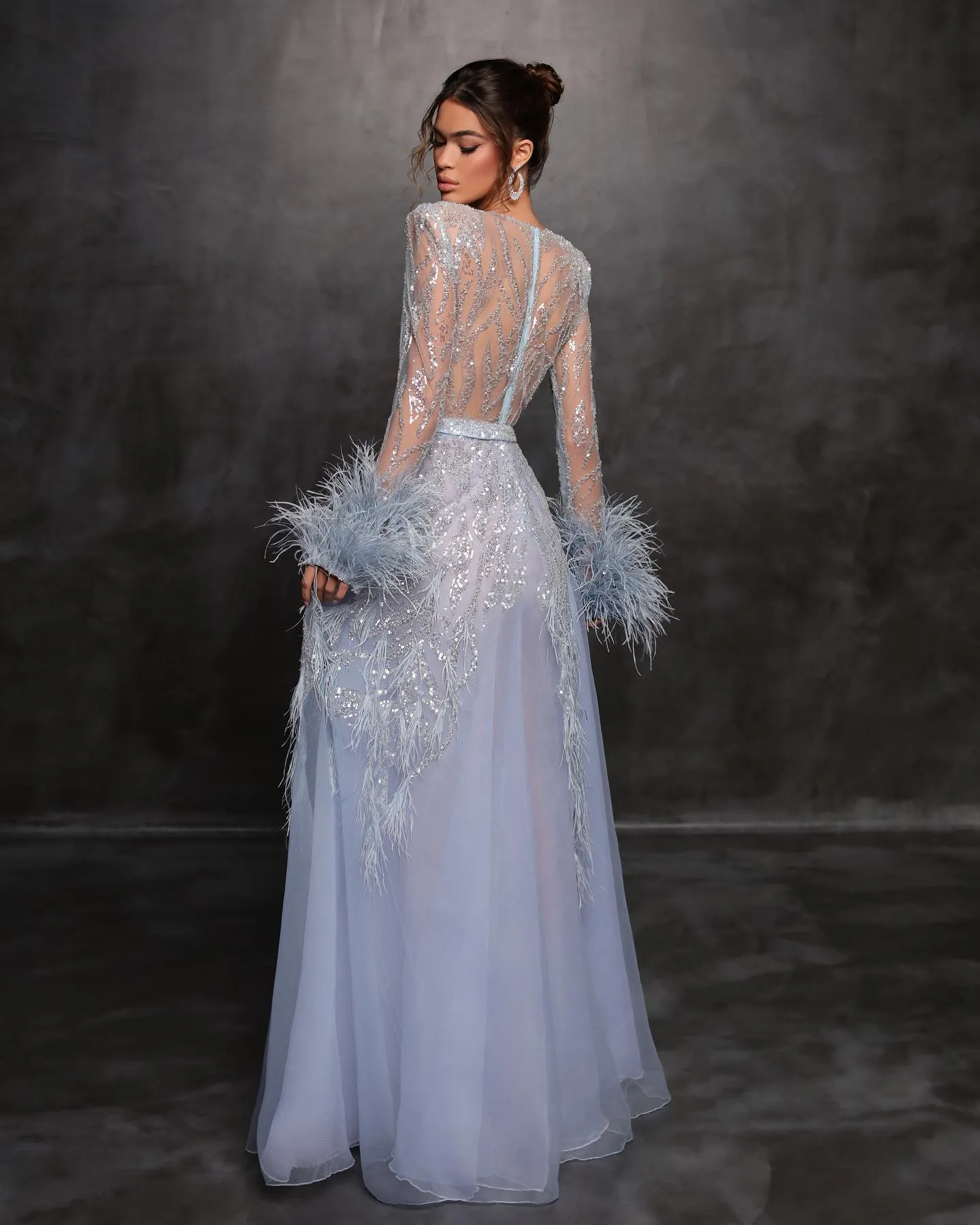 Elegant Blue Evening Dress: Illusion Sleeves, Sequin... From Bestoffers,  $347.55 | DHgate.Com